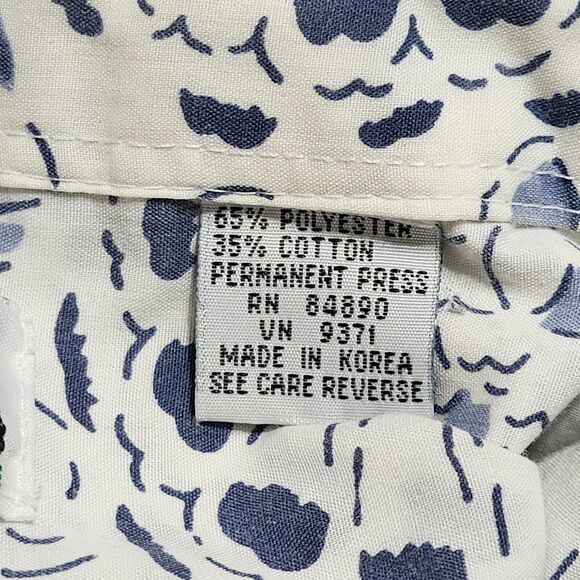 Vintage Haband Hawaiian Shirt Mens Size XL XLarge Floral Print White Blue Pocket - Picture 11 of 11